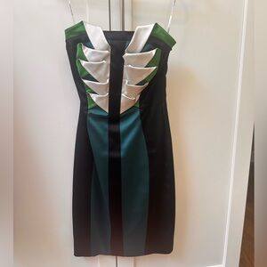 Striking Karen Millen color block dress.